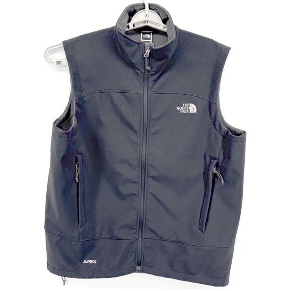 The North Face Mens Apex Vest L Softshell Full Zip Black Sleeveless Jacket Cinch - Picture 1 of 11